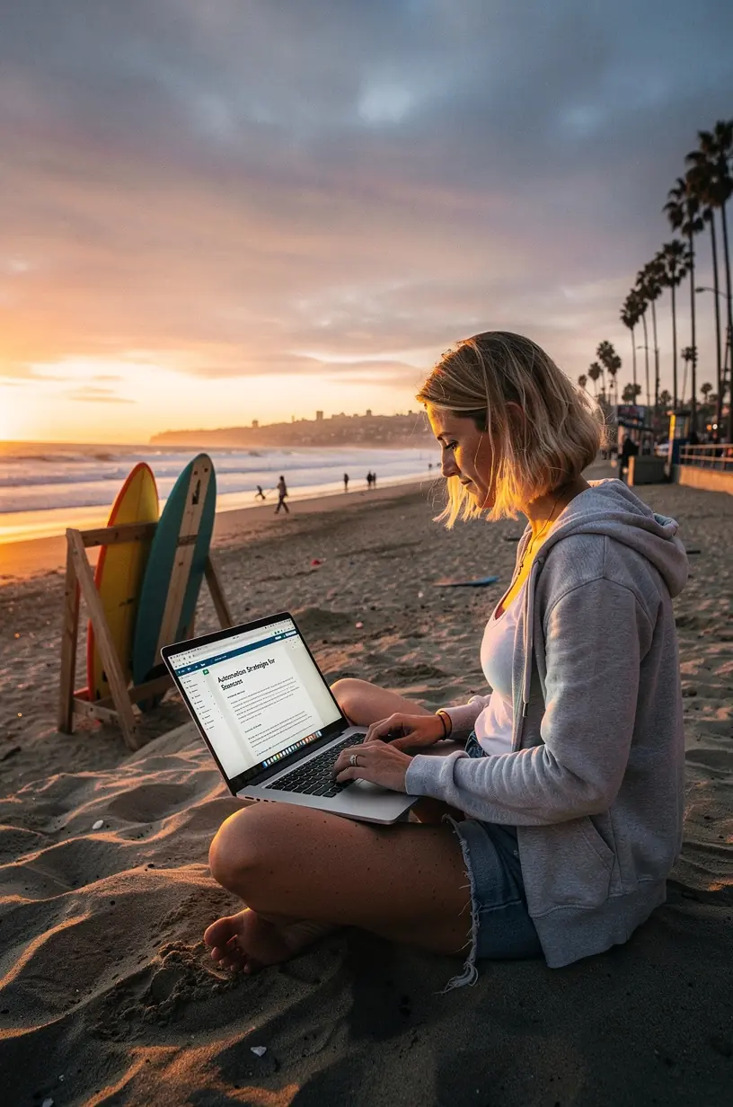 Conceptual image of gears and digital icons symbolizing integration of automation in daily business operations.