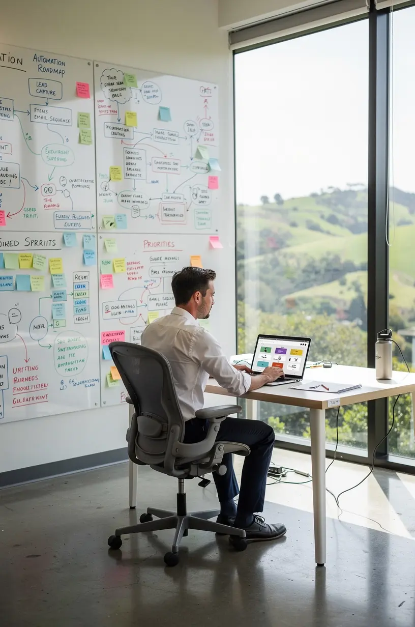Diagram showing interconnected automation tools simplifying personal finance management on a digital device.